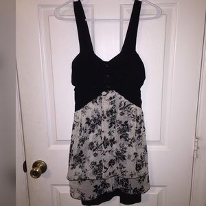 Cute B&W Flower Mini Dress